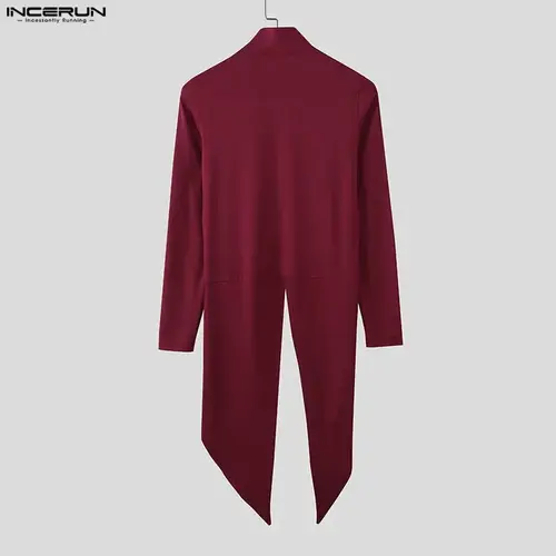 INCERUN Men Irregular Shirt Solid Stand Collar Long Sleeve Zipper Male Cardigan Streetwear 2026 Fashion Casual Tops Men Clothing - Image 5
