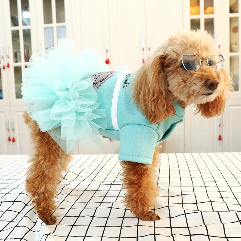 Teddy Princess Dress Pomeranian Bichon Small Dog Dress Cute Puppy Puppy Spring and Summer Lace Tutu