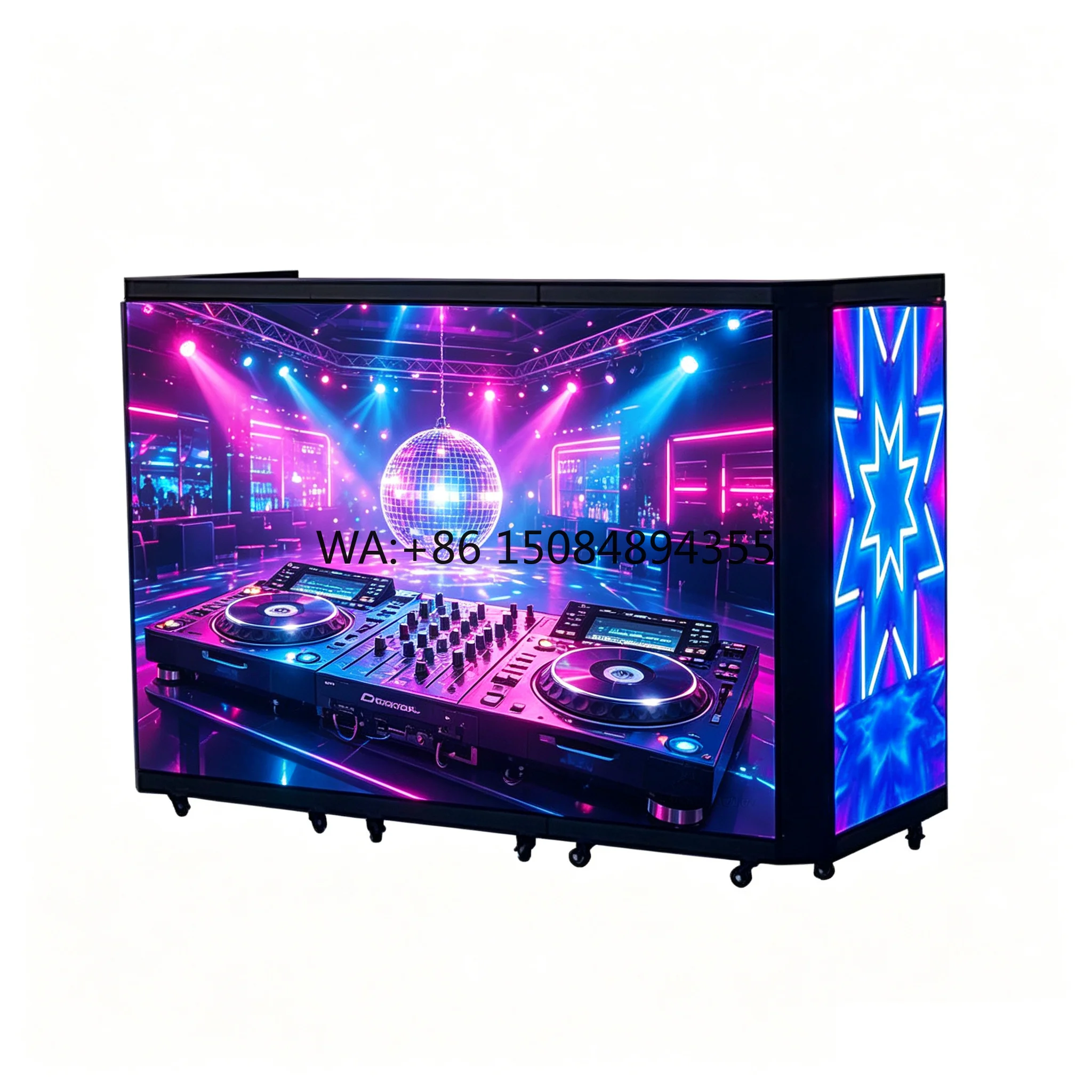 

Easy Setup Portable DJ Booth Foldable LED DJ Booth LED Screen for Wedding Event with Custom Logo