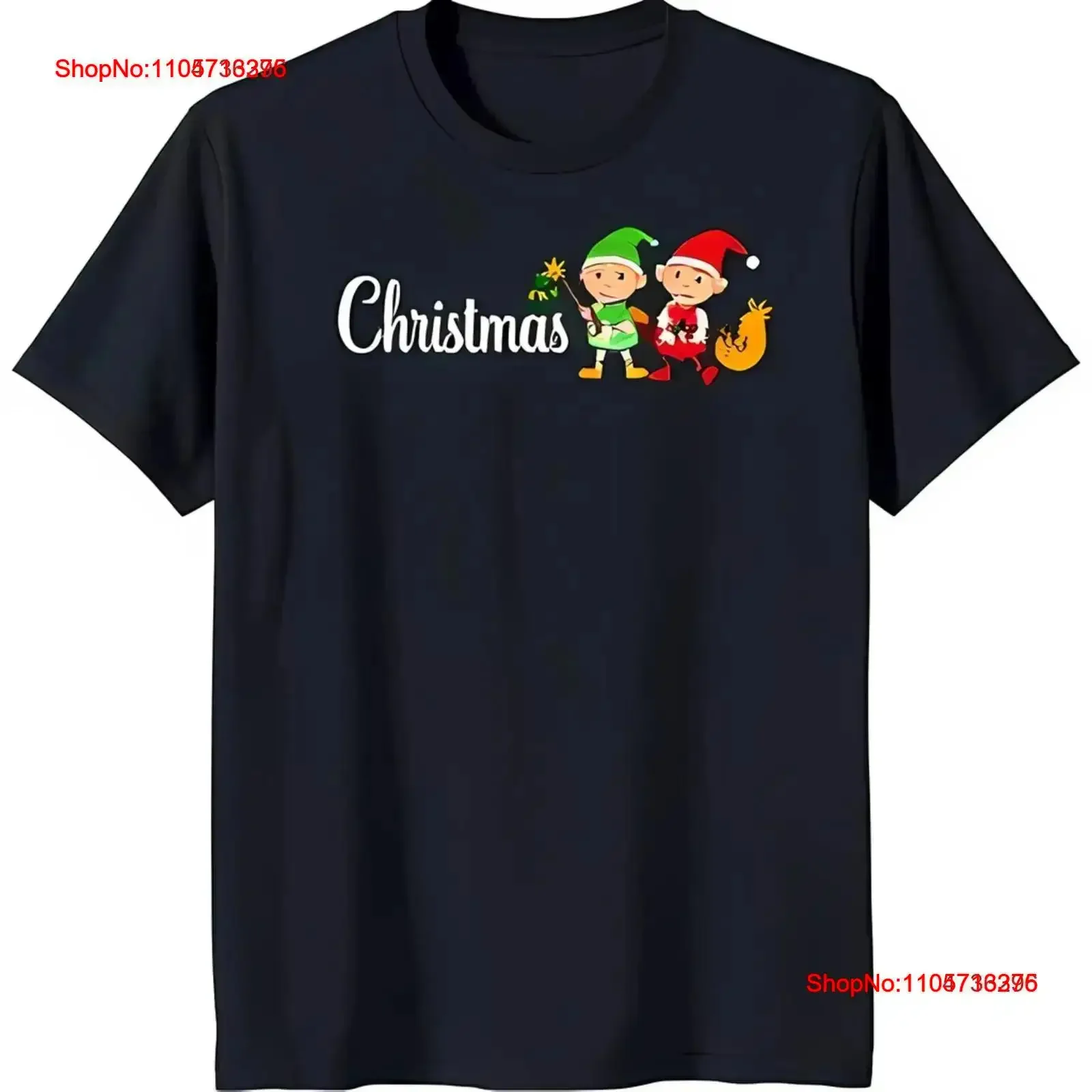Black Christmas T Shirt with Elves Holding Ornaments Festive Holiday Design vintage Washed streetwear fashion Casual Versatile