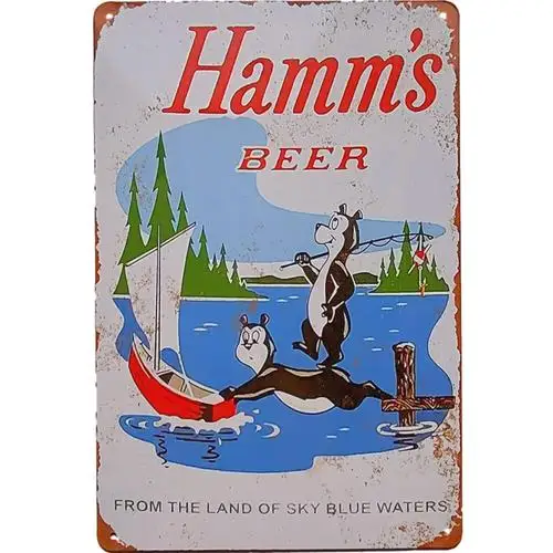 Vintage Hamm;s Beer Metal Sign Reprint, ; From The Land of Sky Blue Water
