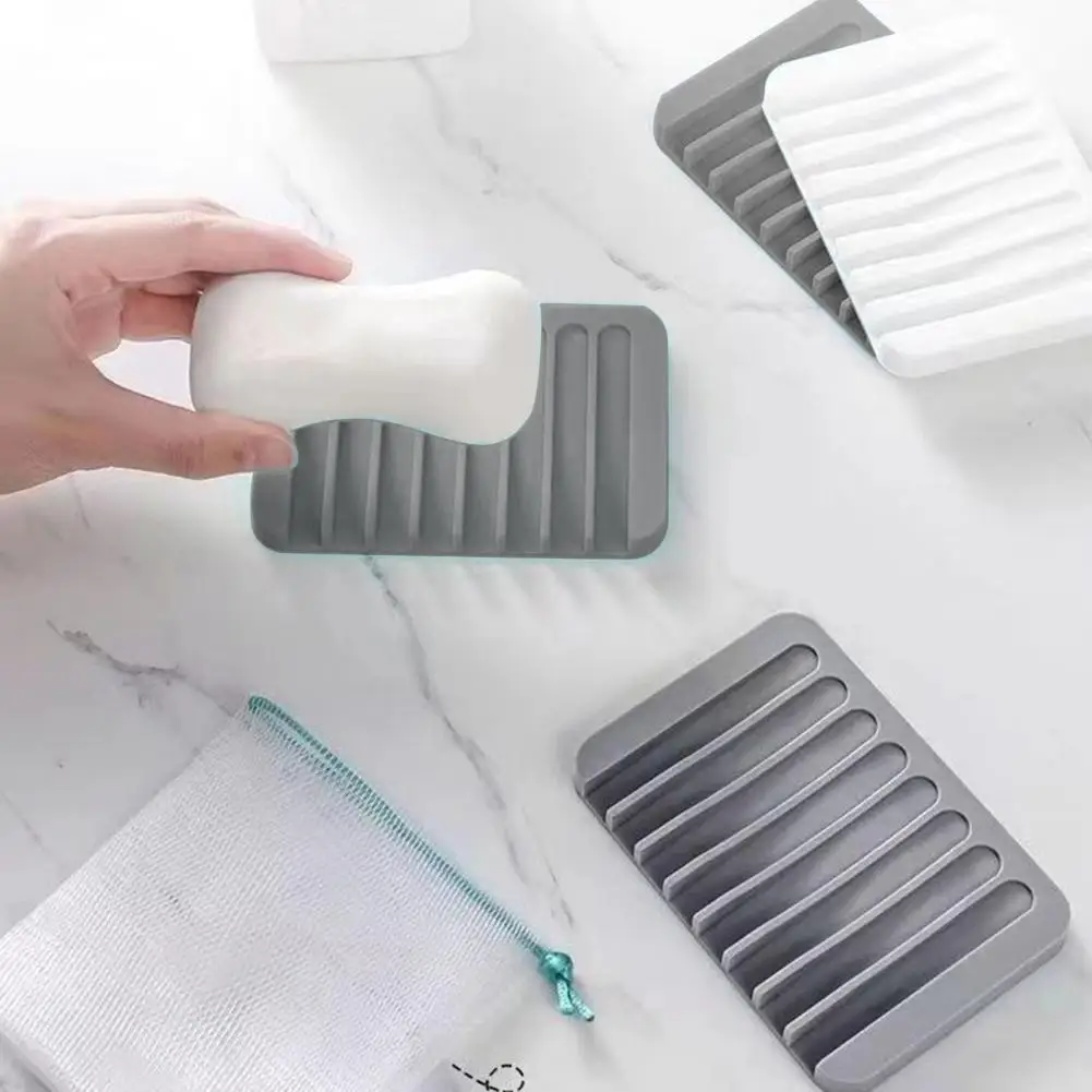 Self Draining Soap Dish Silicone Soap Tray Waterfall Drainer Soap Holder for Bathroom Shower Bath Tub Kitchen Sink 비누 접시