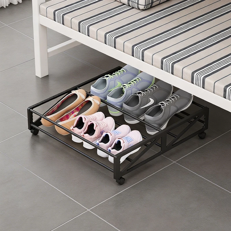 Multifunctional Shoe Box with Wheels, Rectangular Shoe Box/Shoe Storage Rack, Suitable for Under-Bed Storage, Under-Desk, Under-Sofa, Under-Closet, Hidden Shoe Storage for Home, Living Room, Bedroom - view 3