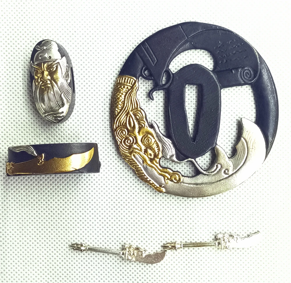 High Quality Plated Gold Silver Copper Tsuba Fuchi Menuki Kashira Fittings For Japanese Sword Wakizashi Katana Knife Parts