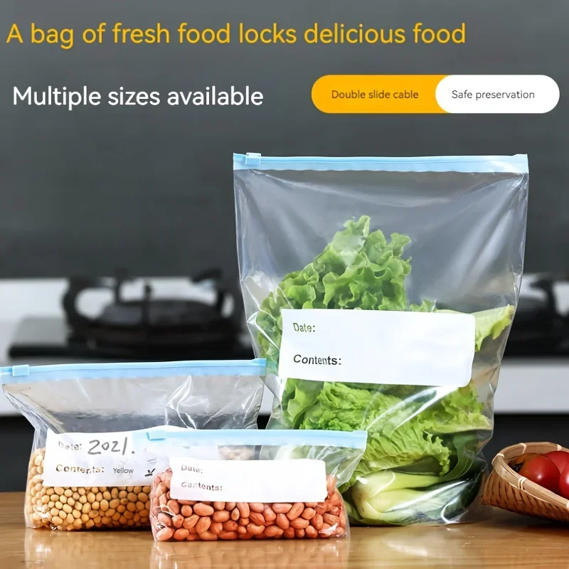 Storage Bags, Zippered Fresh-keeping Bag, Food Sorting Storage Bag, Food Preservation Sealed Bag, for Fruit, Vegetable and Meat.