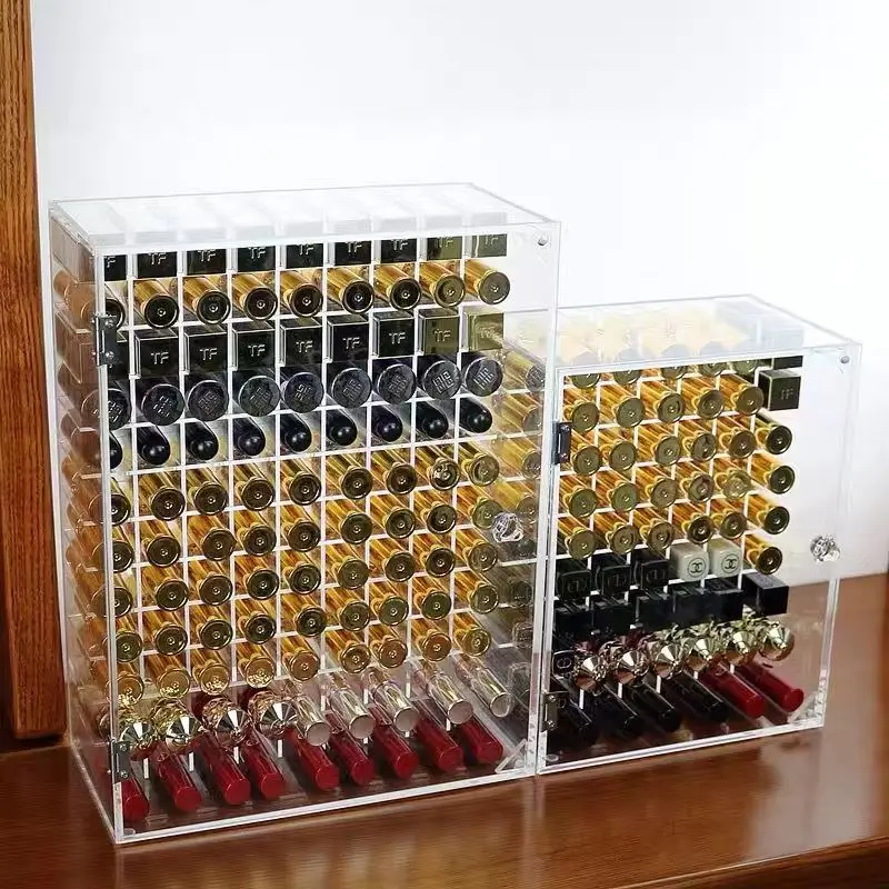 

Deluxe Model 42/66 Holes Transparent Acrylic Lipstick Organizer Cosmetic Skincare Products Dustproof Display Shelf