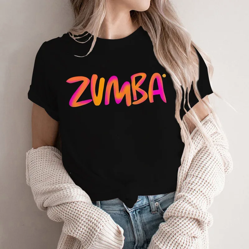 Zumba Letter Print Damen Mode T-Shirt Damenbekleidung Grafik T-Shirts Harajuku Y2k Kleidung Vintage Shirts Vintage Kleidung