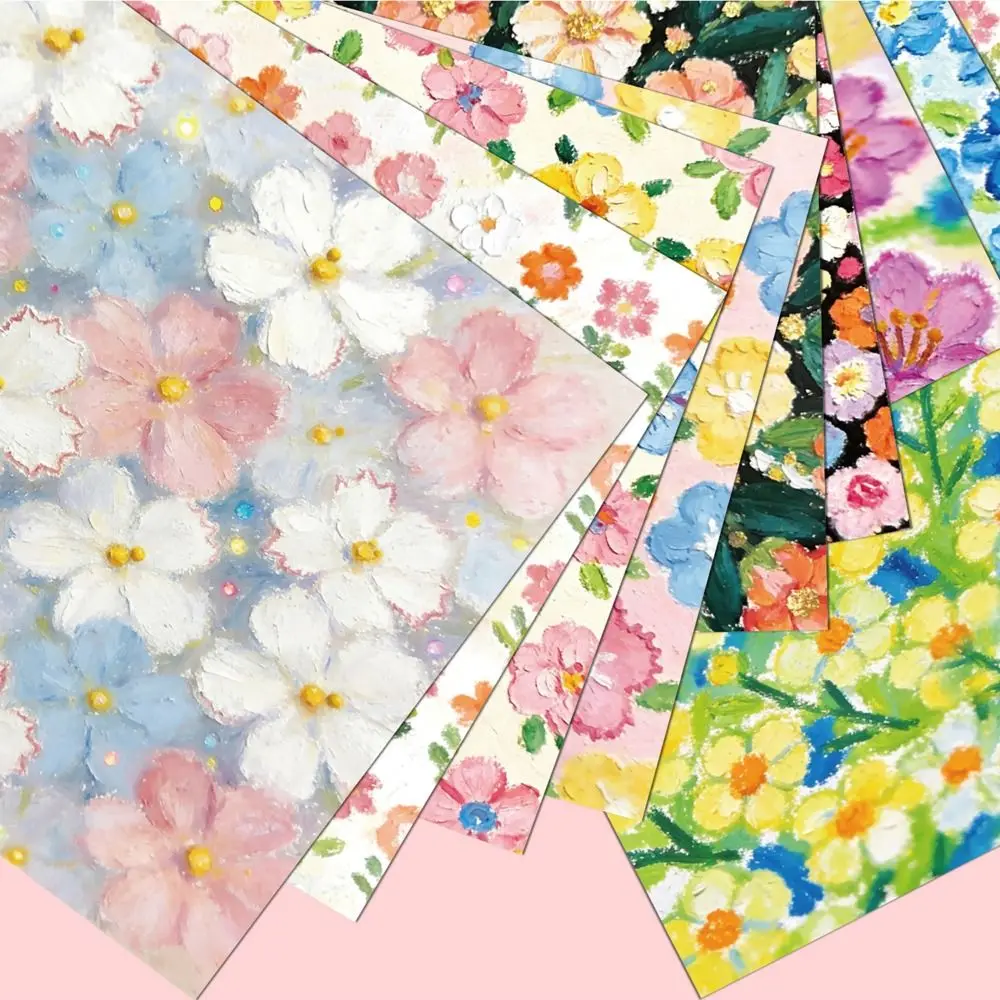 Nueva Serie de Papel de Origami con Diseño de Pintura al Óleo, Papel Decorativo Floral Impreso por Ambos Lados, Papel para Manualidades, Papel para Scrapbooking