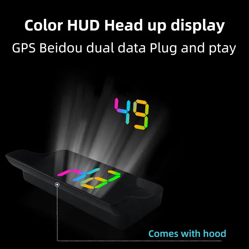 New Energy Vehicle HUD Head Up Display, Beidou & GPS Digital Speedometer Multi-function HD Projection Display for Most Car