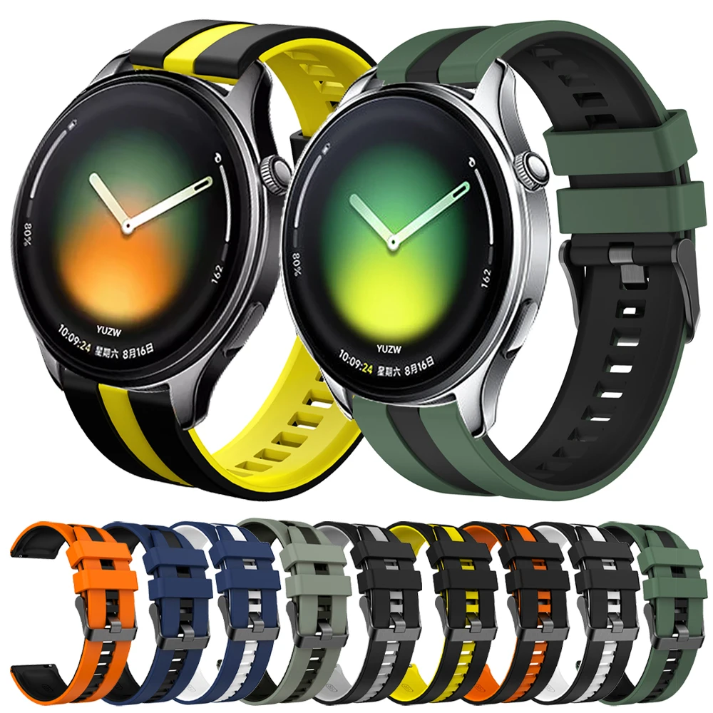 22mm Armband für Xiaomi Watch 5/2 Pro/S4/S4 Sport/S3/S1 Active/Mi Watch Farbe 2 Zweifarbiges Silikonarmband für Huawei GT6/5 4Pro