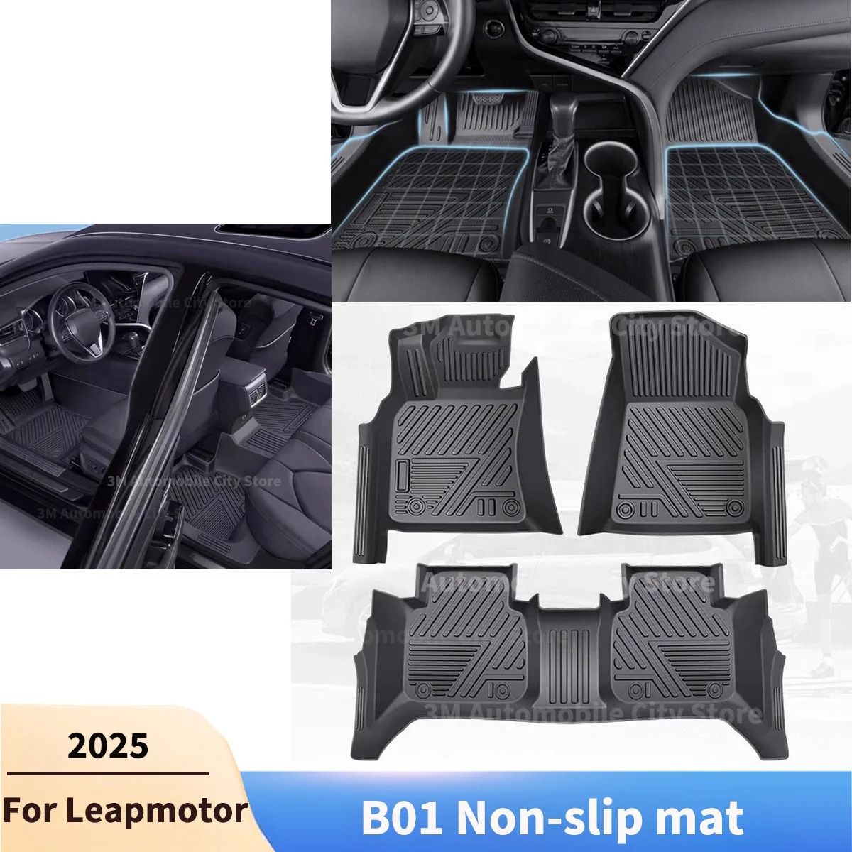 

Для Leapmotor B01 2025 напольный коврик, износостойкий, экологически чистый, встроенный формовочный порог, полный объемный коврик для ног из ТПЭ