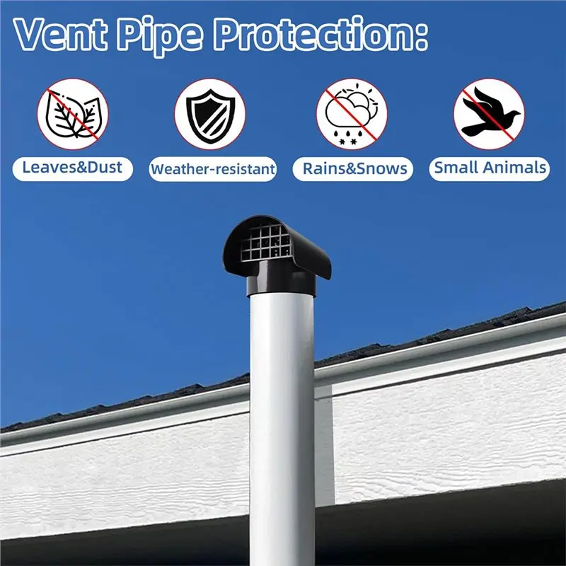 DT39 Radon Vent Cap 40 for 4/3 Inch PVC Schedule 40 Pipe, Roof Vent Flue Pipe Cover Rain Cap Exhaust Cap, Keep Pipe Clear from