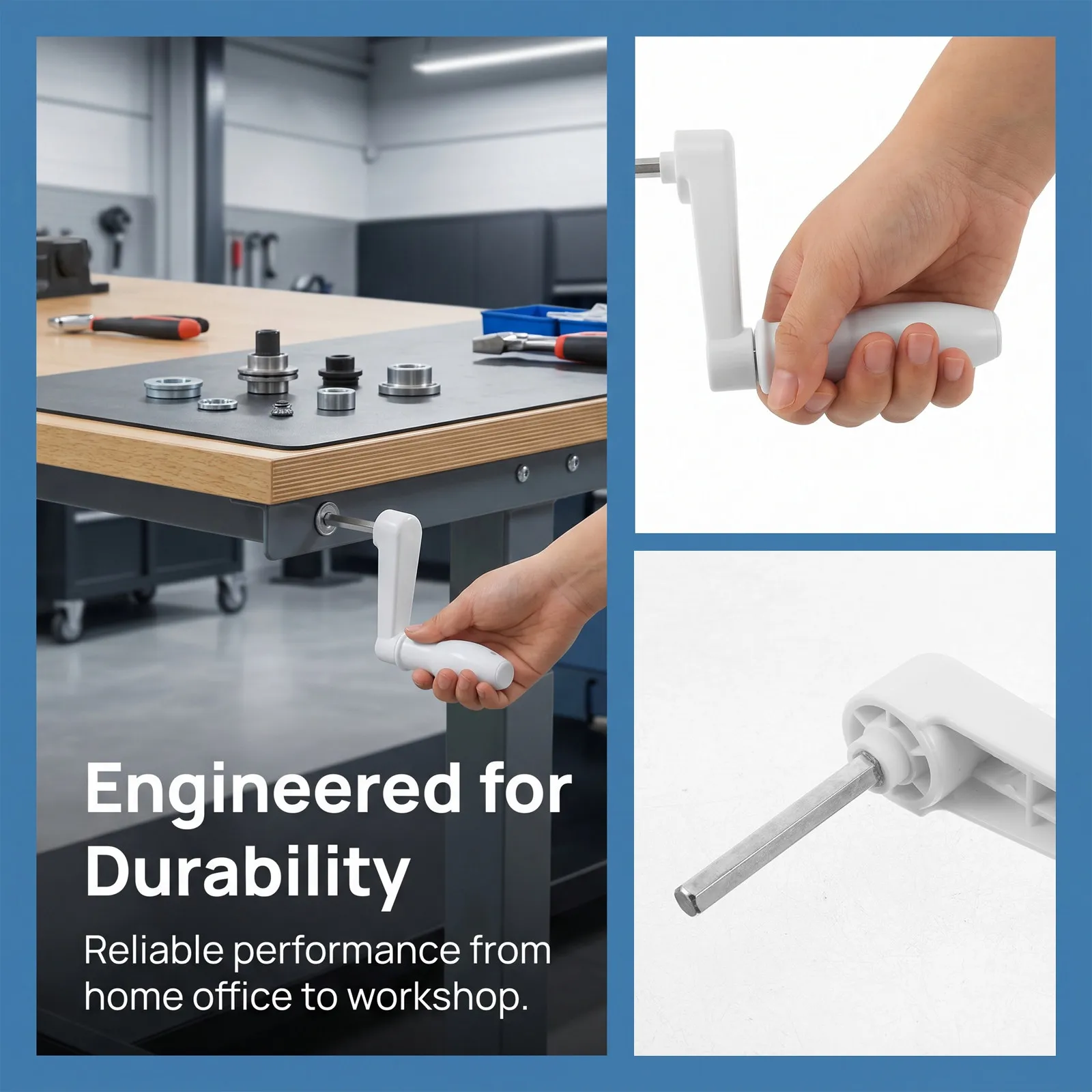2Pcs Manual Desk Crank Handle Adjustable Table Lift Replacement White Ergonomic Office Study Furniture Height Adjustment Knob