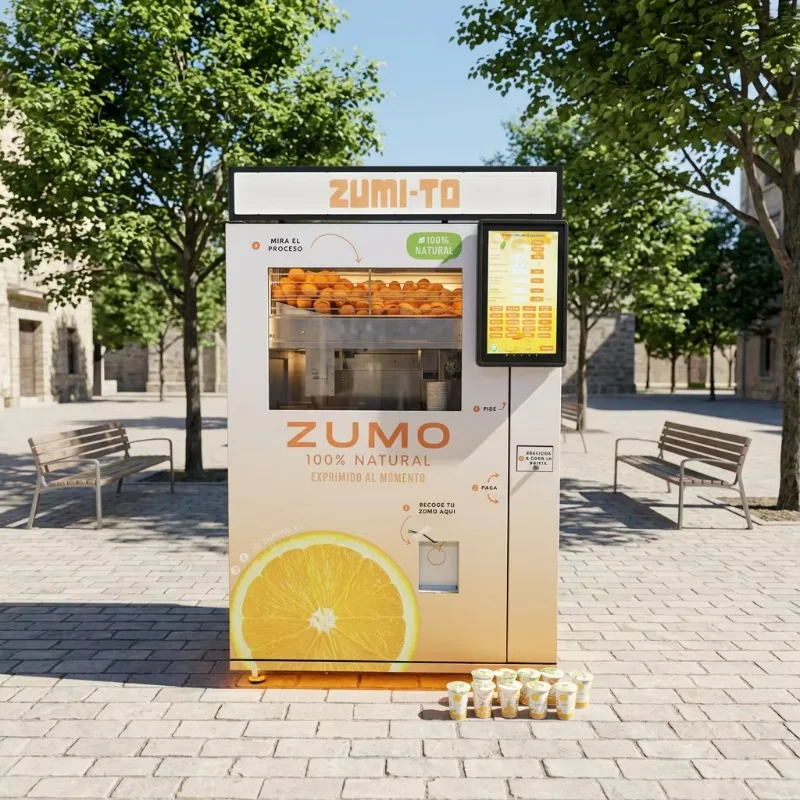 Automatic Fresh Orange Juice Vending Machine Cup Sealing Auto Clean Function LCD Display 24/7 Unmanned
