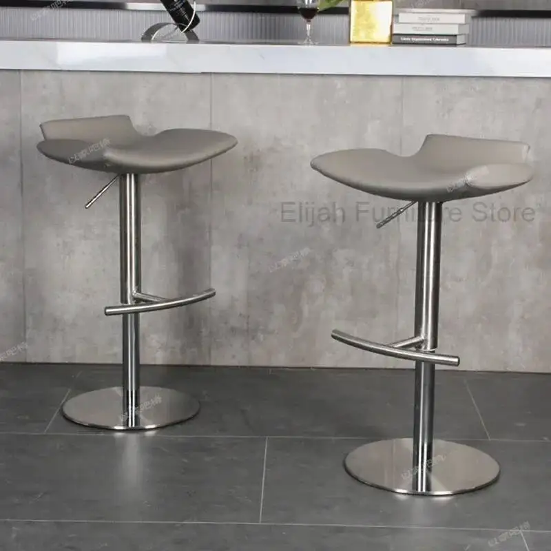 

Vintage Kitchen European Lounge Bar Leather Chair Gray Bar Stool Industrial Leg Taburetes Altos Cocina Minimalist Furniture Home