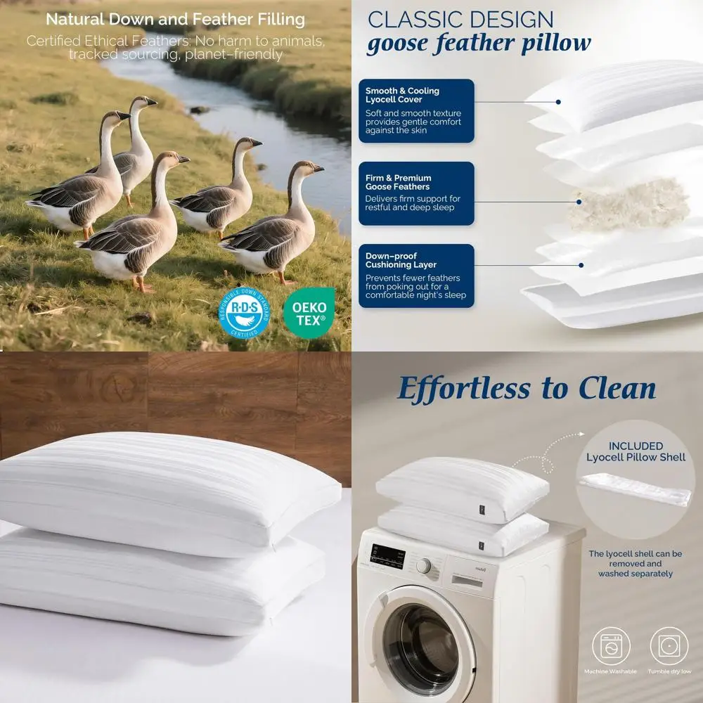 

Роскошные подушки из гусиного пуха (2 шт.) - размер King Size для комфортного сна