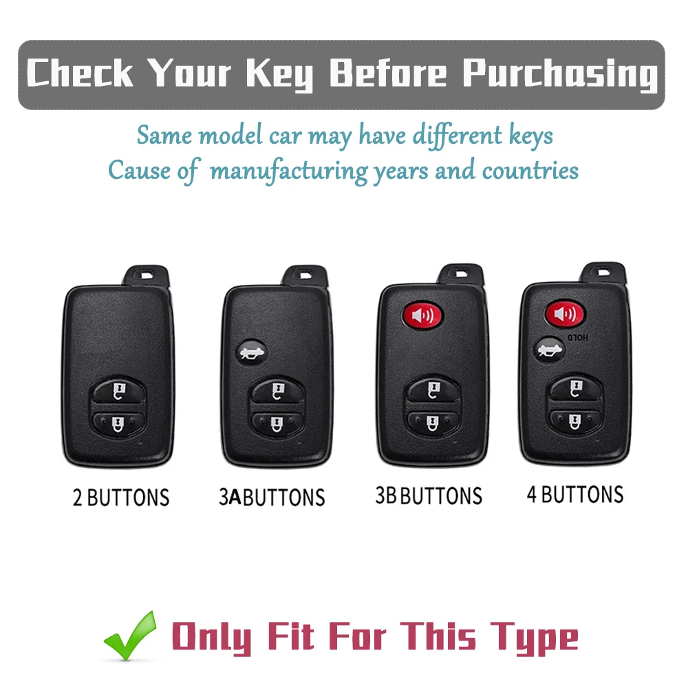 Soft TPU 2-Button Car Key Case for Toyota RAV4 Camry Prius Aqua Land Cruiser Prado Keyless Remote Fob Cover with Key Chain