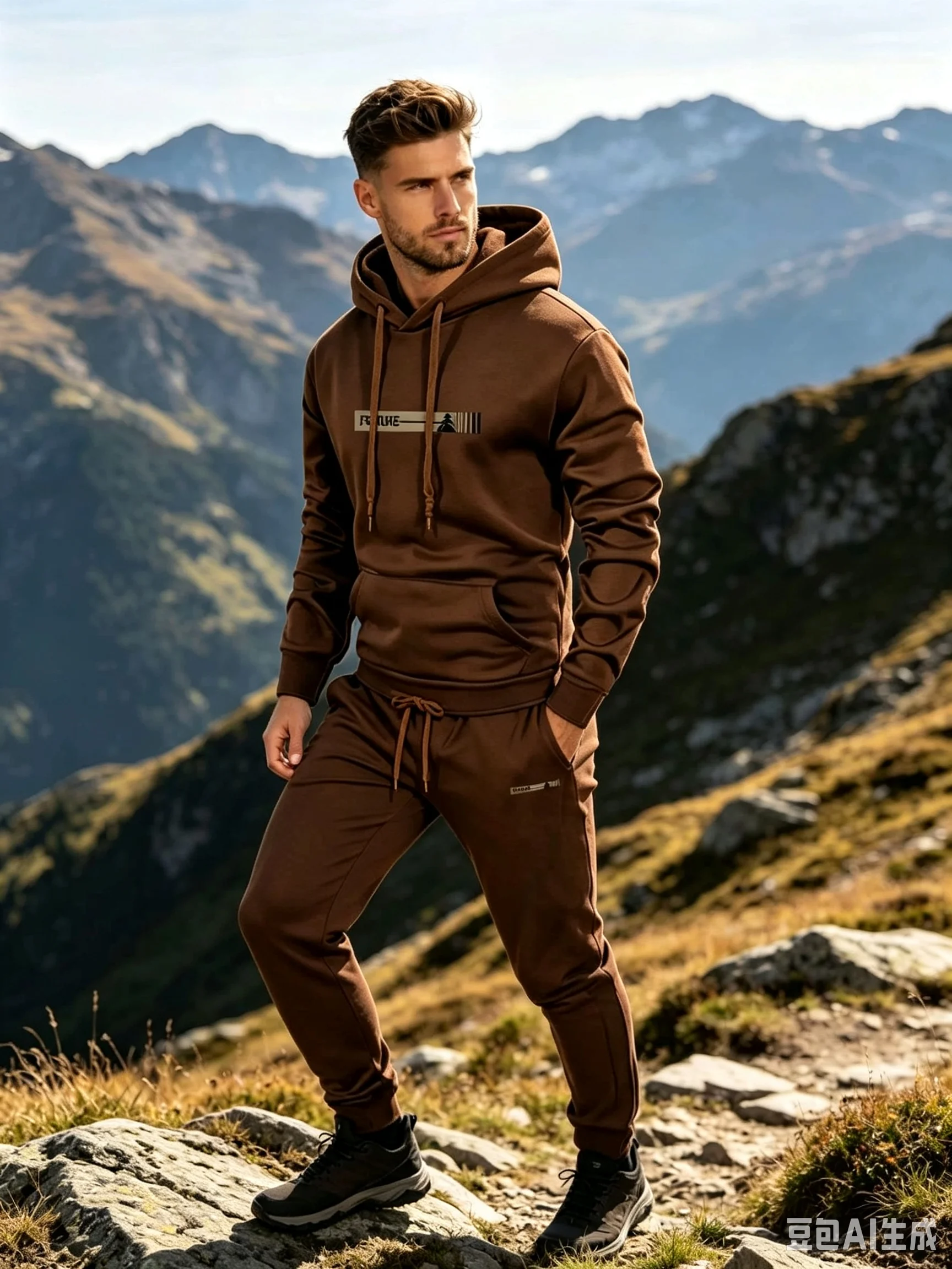 Men's Autumn Winter 2 Pieces Tracksuit Set Hoodie+Sweatpants Casual Sports Outfit Drawstring Hooded Sweat Suit For Outdoor Daily