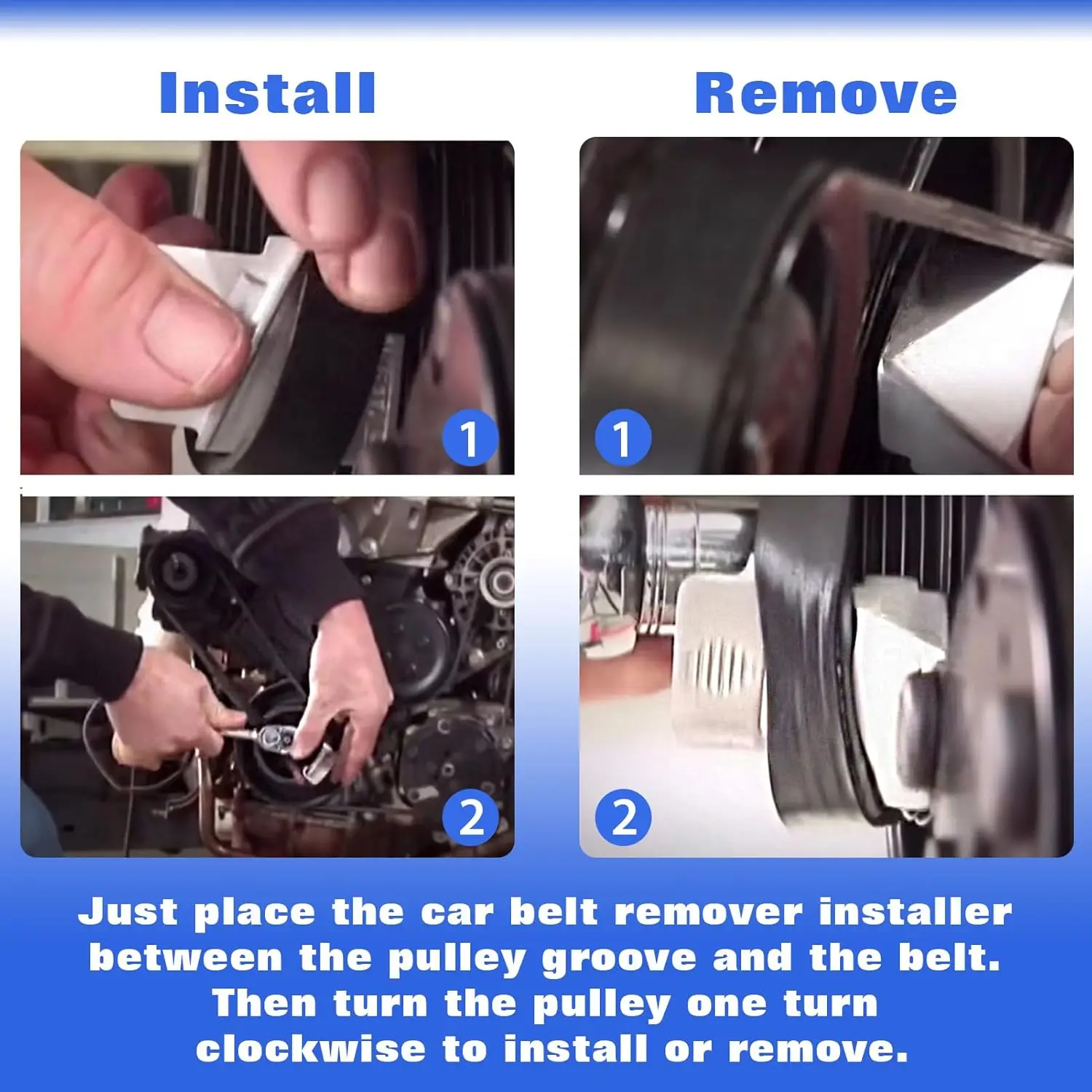 2Pcs Zinc Alloy Automobile Ribbed Drive Belts Remover Stretch Aux Belt Removal Installer Tool Set Motor Car Repair Modificate image 5