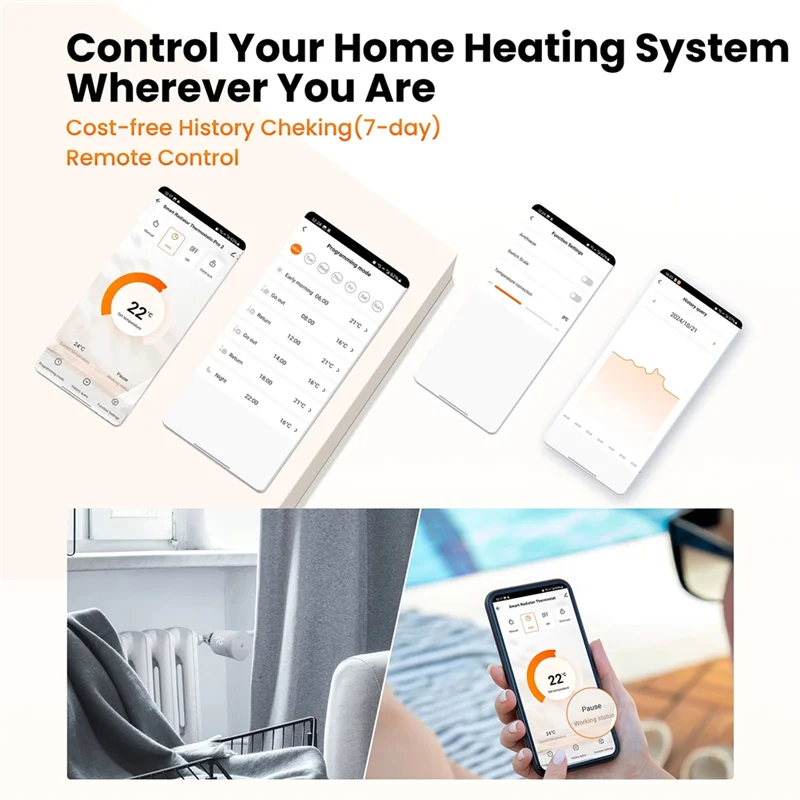 AB66-Smart Thermostat de radiateur, vanne de radiateur thermostatique Zigbee, Mini TRV pour le chauffage, fonctionne avec Alexa Google Home