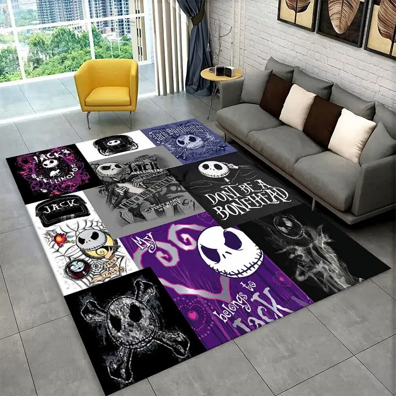 HD Cartoon N-Nightmare Before Christmas Jack Halloween Carpet Rug for Playroom Bedroom Living Room Sofa,Game Area Rug Non-slip
