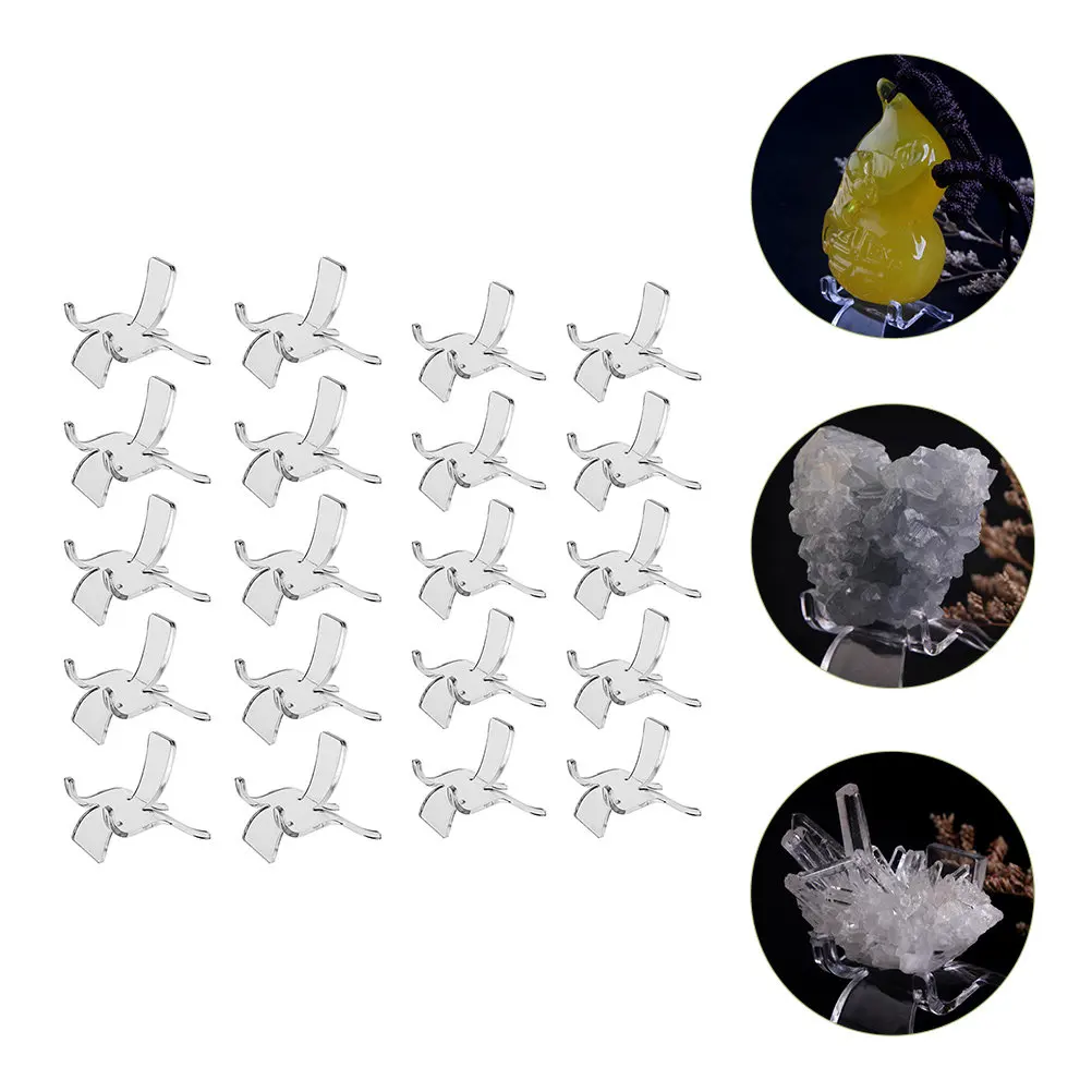 

20pcs Acrylic Holder Stands Clear Triangle Easel For Small Collectibles Display Rack Agate Coral Display Stand