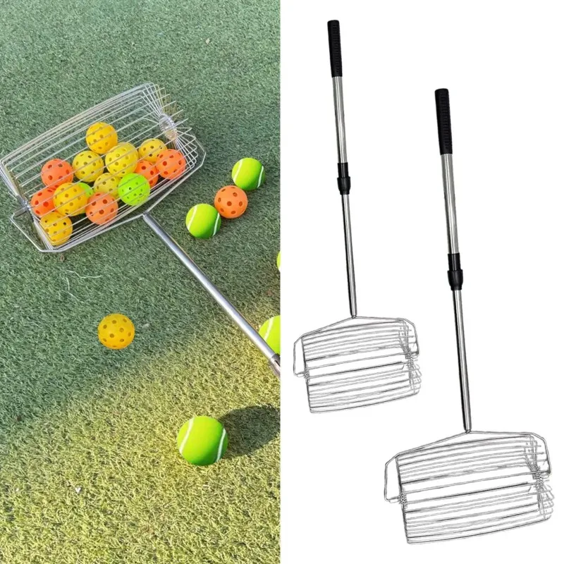 Tennis Ball Picker Adjustable Length Sturdy Large Capacity Tennis Ball Retriever for Court Indoor/Outdoor Competition Training