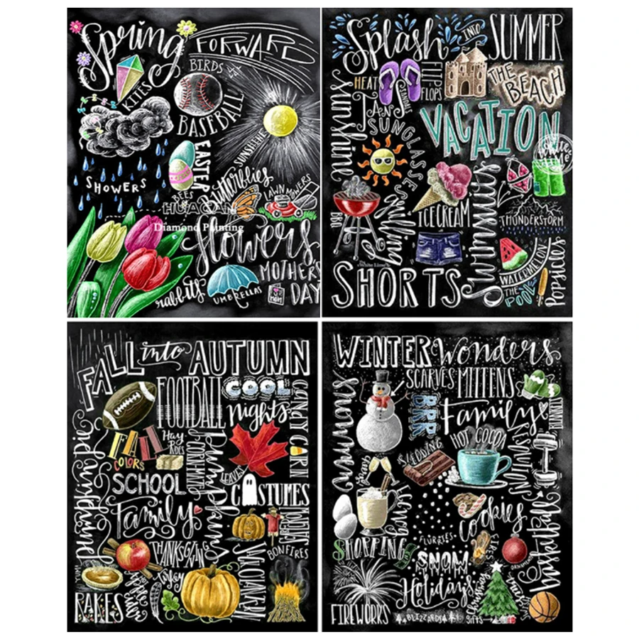 Pintura de diamante cuadrado completo, pizarra para decoración del hogar, mosaico de cristal, arte de diamantes, bordado de dibujos animados, regalo hecho a mano