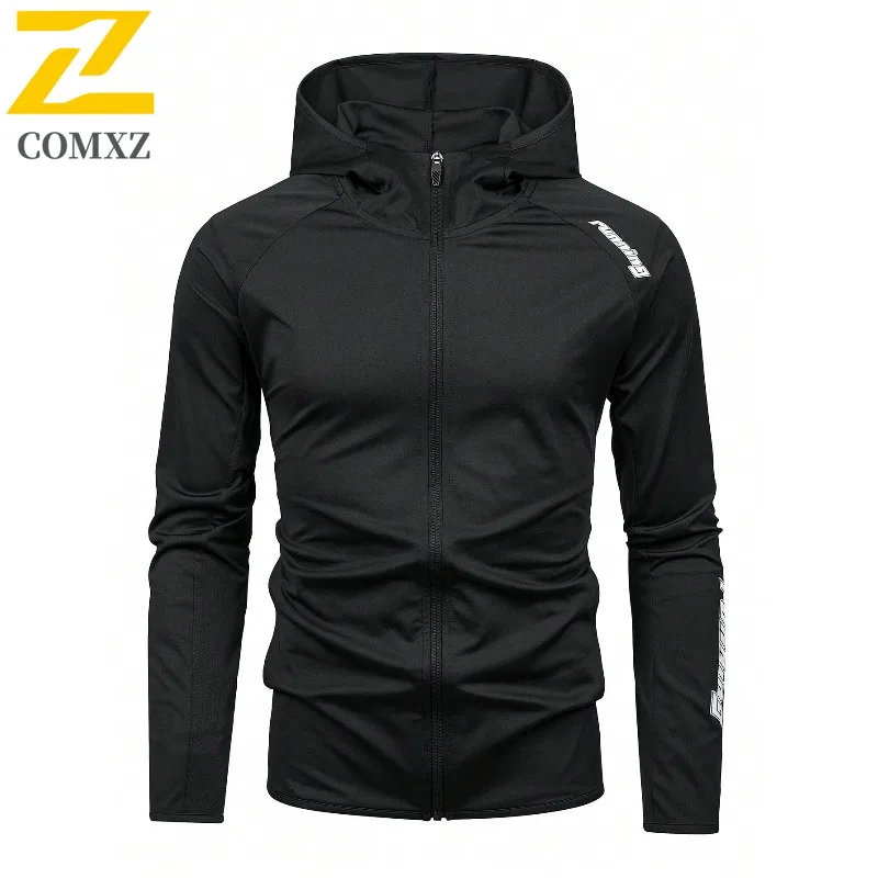 سترة لياقة بدنية رياضية للرجال من COMXZ سترة جديدة للخريف والصيف والجري سريعة الجفاف مع قلنسوة قابلة للتمدد معاطف خارجية غير رسمية قابلة للتنفس #1