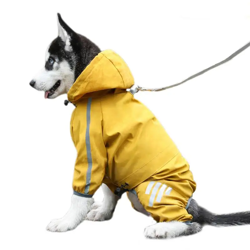 Hunde-Regenmantel, wasserdicht, reflektierend, mit Kapuze, Haustier-Regenjacke, leichte Regenkleidung, Regenponcho-Jacke für kleine, mittelgroße und große