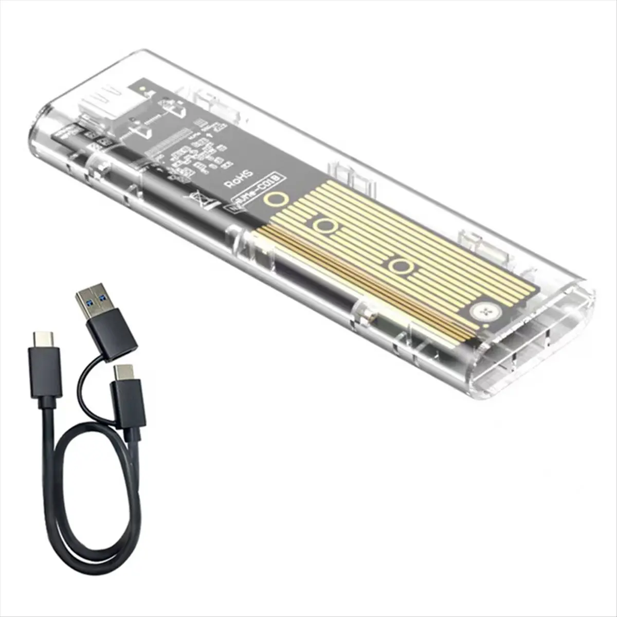 AAAE M.2 NVMe SSD Enclosure USB 3.2 Gen 2 10 Gbps Transparent External Drive Case for PC Laptop