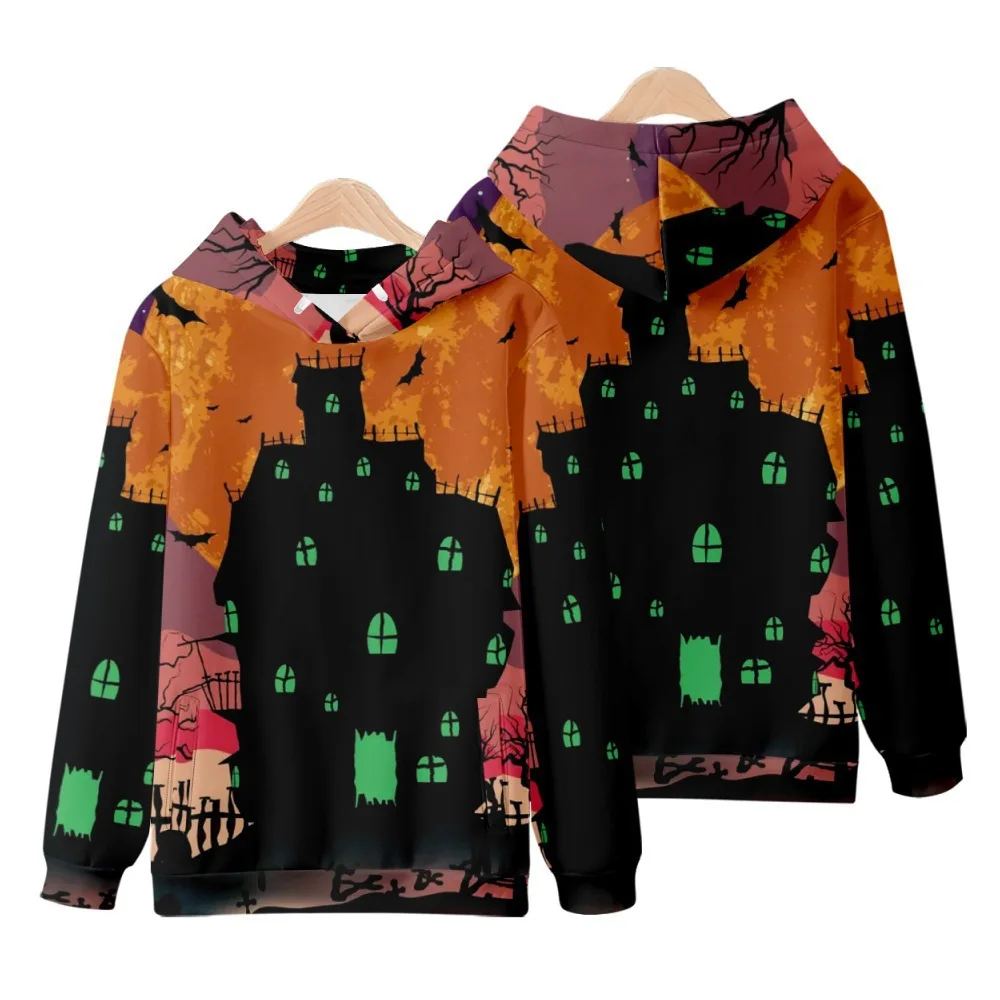 

2026 New Halloween Sweater Terror Demon Skull 3D Digital Print Men's and Women's Autumn/Winter Hooded Hooded Sweater a01