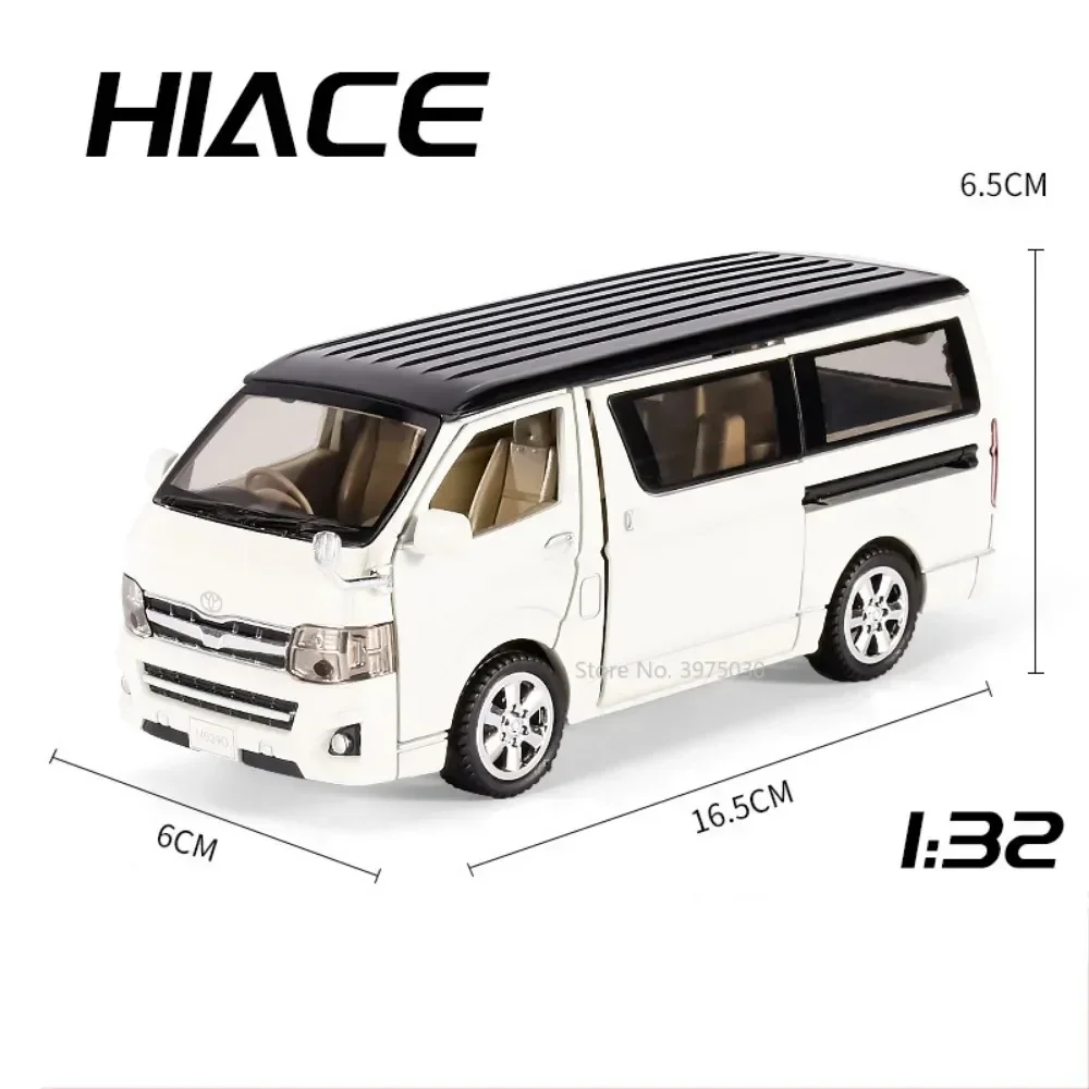 1:32 Toyota Hiace MPV Zinc Alloy Car Model Toys Diecast Van Simulated Business Vehicles Light Sound Toys For Boys Birthday Gifts