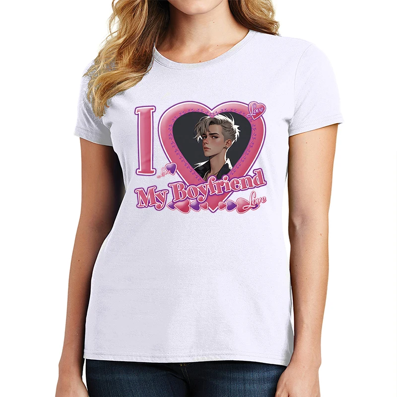 أنا أحب صديقي صديقتي التي شيرت صورة شخصية عيد الحب قميص للرجال امرأة زوجين هدية طاقم الرقبة قصيرة الأكمام