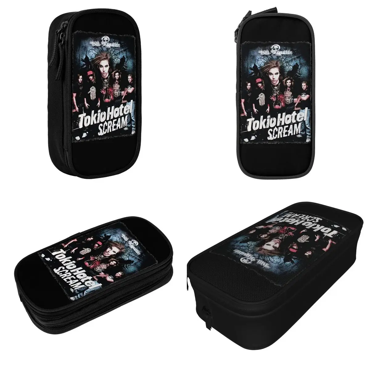 Tokio Hotel Scream Pencil Cases German Rock Metal Band Pencilcases Pen Box Kids Big Capacity Bag School Zipper Stationery