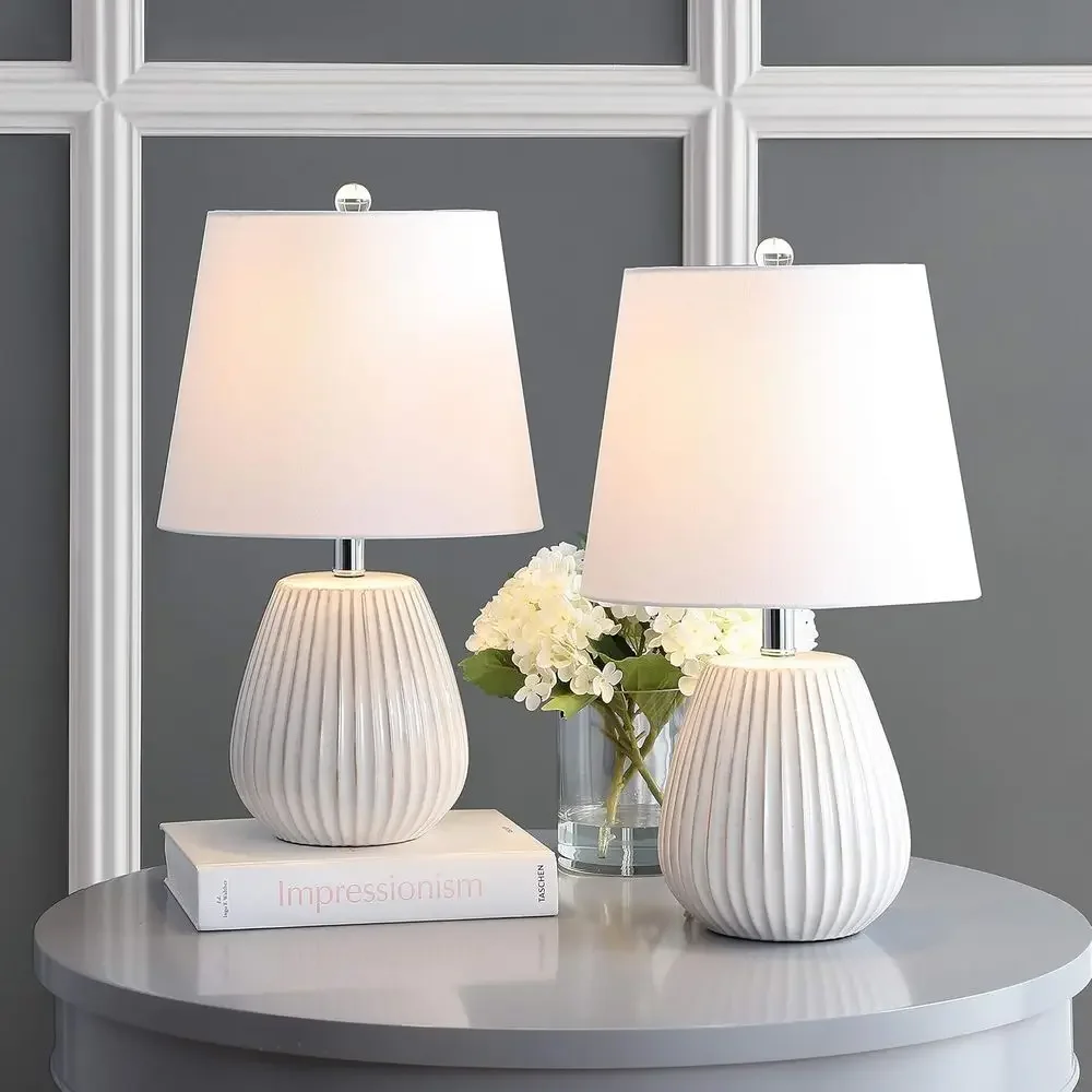 

21-inch White LED Table Lamp Set for Bedroom, Living Room, Home Office, and Nightstand (2 Lamps with Bulbs)