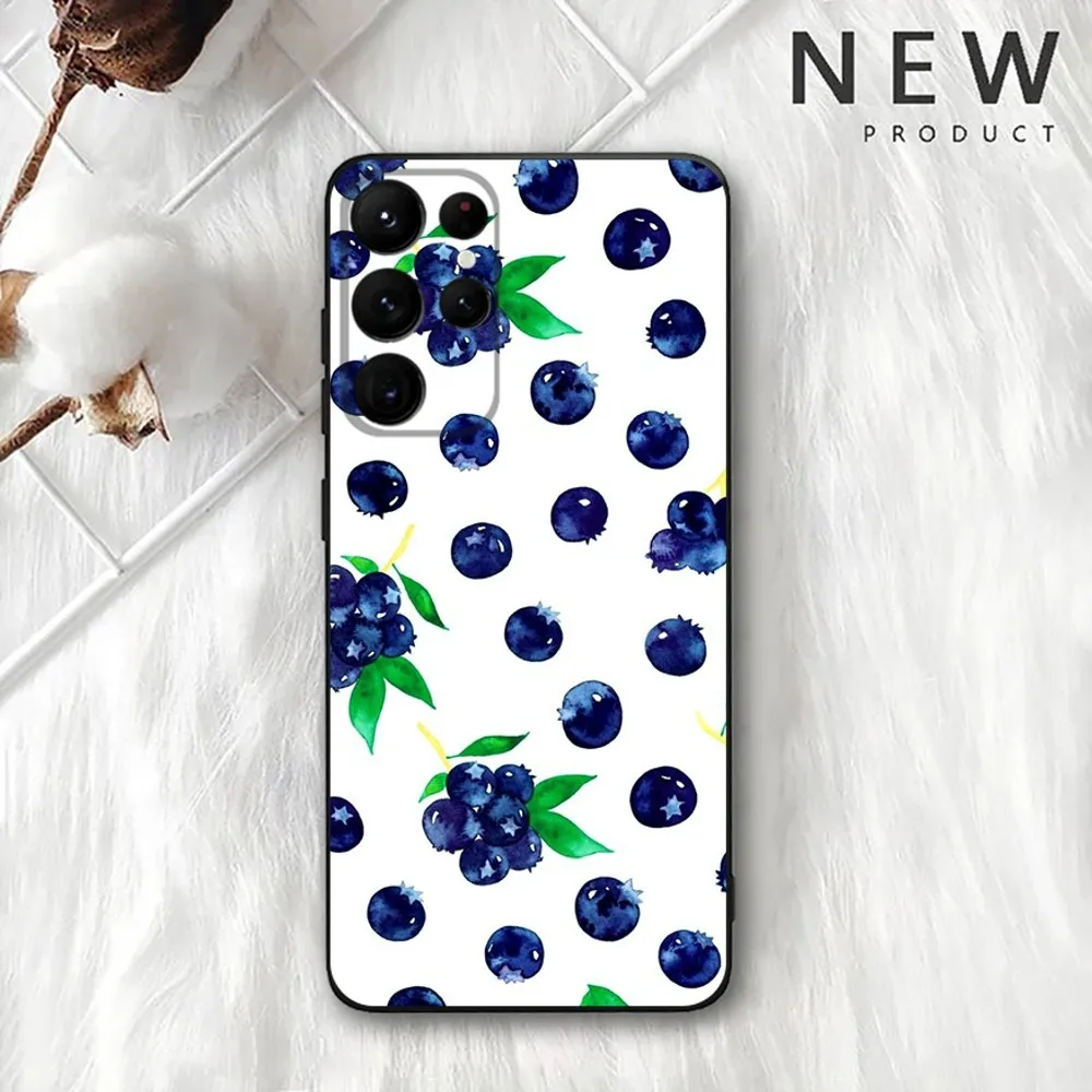 Fruit Blueberries Phone Case For Samsung Galaxy A20,A21s,A22,A31,A32,A52,A53,A72,73,A80,A91 Soft Black Cover