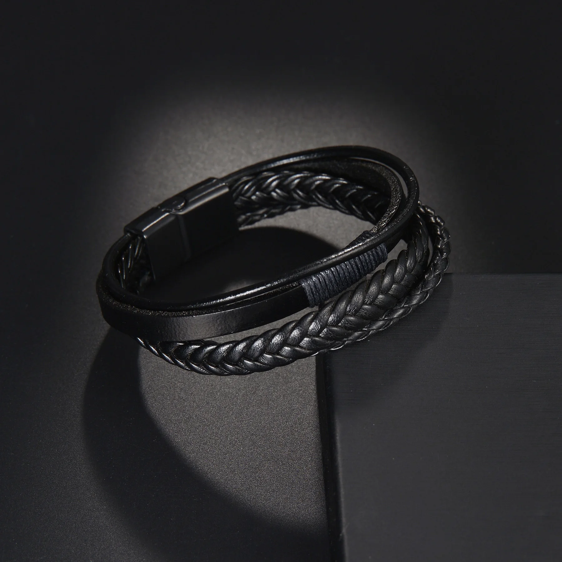 MeMolissa Trendy Leather Bracelets Men Stainless Steel Multilayer Braided Rope Bracelets For Male Female Bracelets Jewelry Gift
