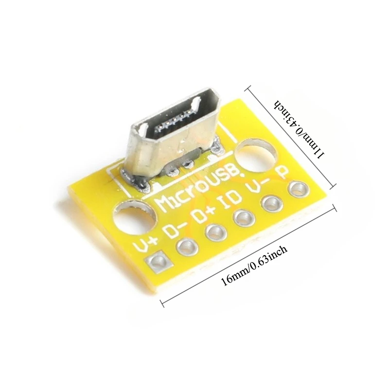 15pcs Vertical Micro USB Female Connector Adapter Board 180 Degree Upright Header for PCB Solder Test Module
