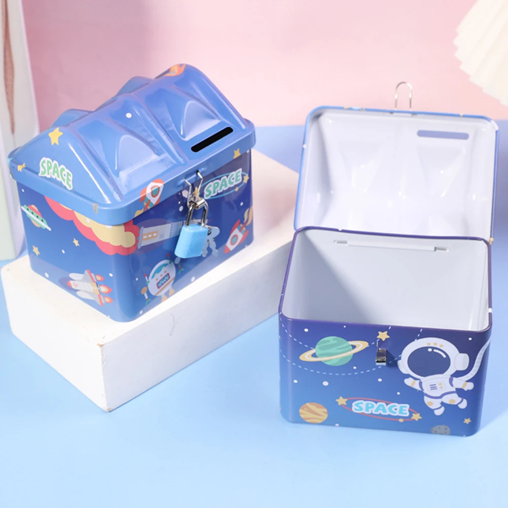 

2pcs Piggy Bank Coin Box Multi functional Desktop nament House Home Saver Bedroom Decor Reusable Iron Storage Box
