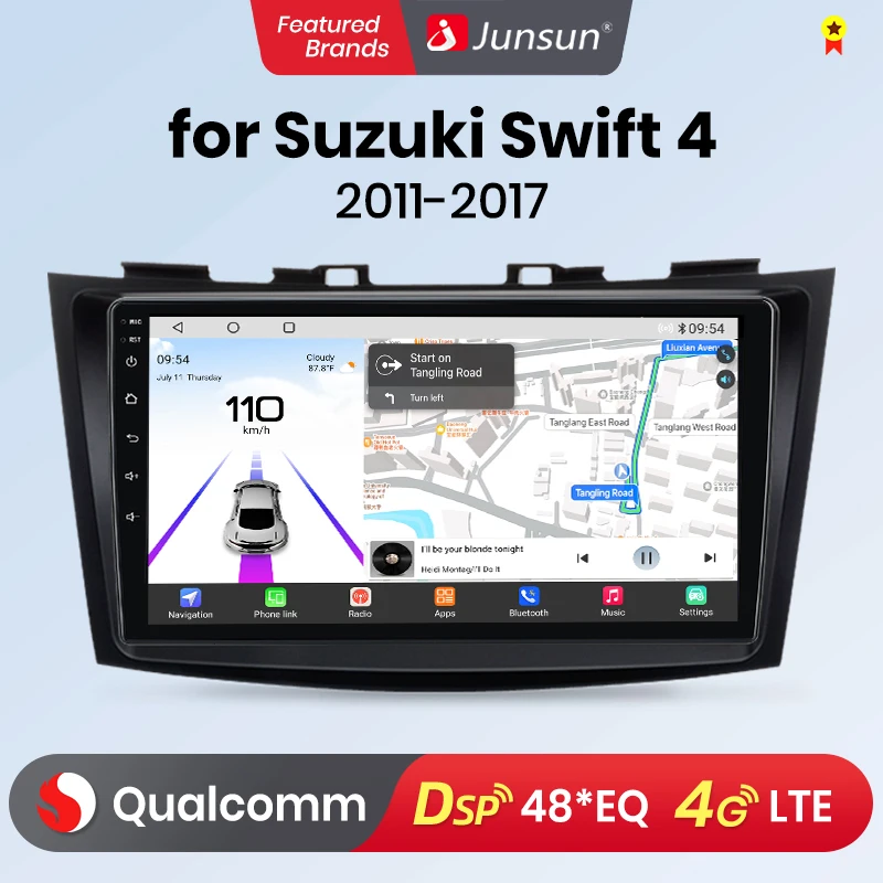 Junsun Qualcomm chip 8-Core Android13 Car Radio For Suzuki Swift 4 2011-2017 Wireless CarPlay Autoradio Stereo HD Screen