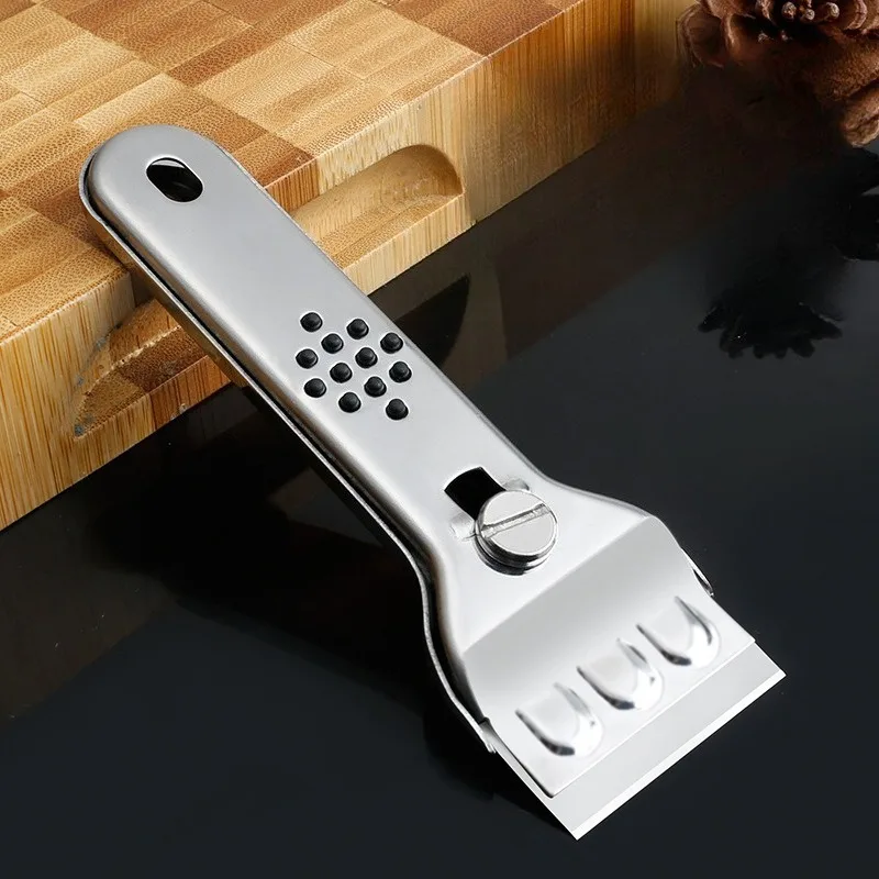 Multifunctional Cleaning Scraper Stainless Steel Dirt Remover Knife for Kitchen Tile Wall Floor, 5 Replaceable Blades Set