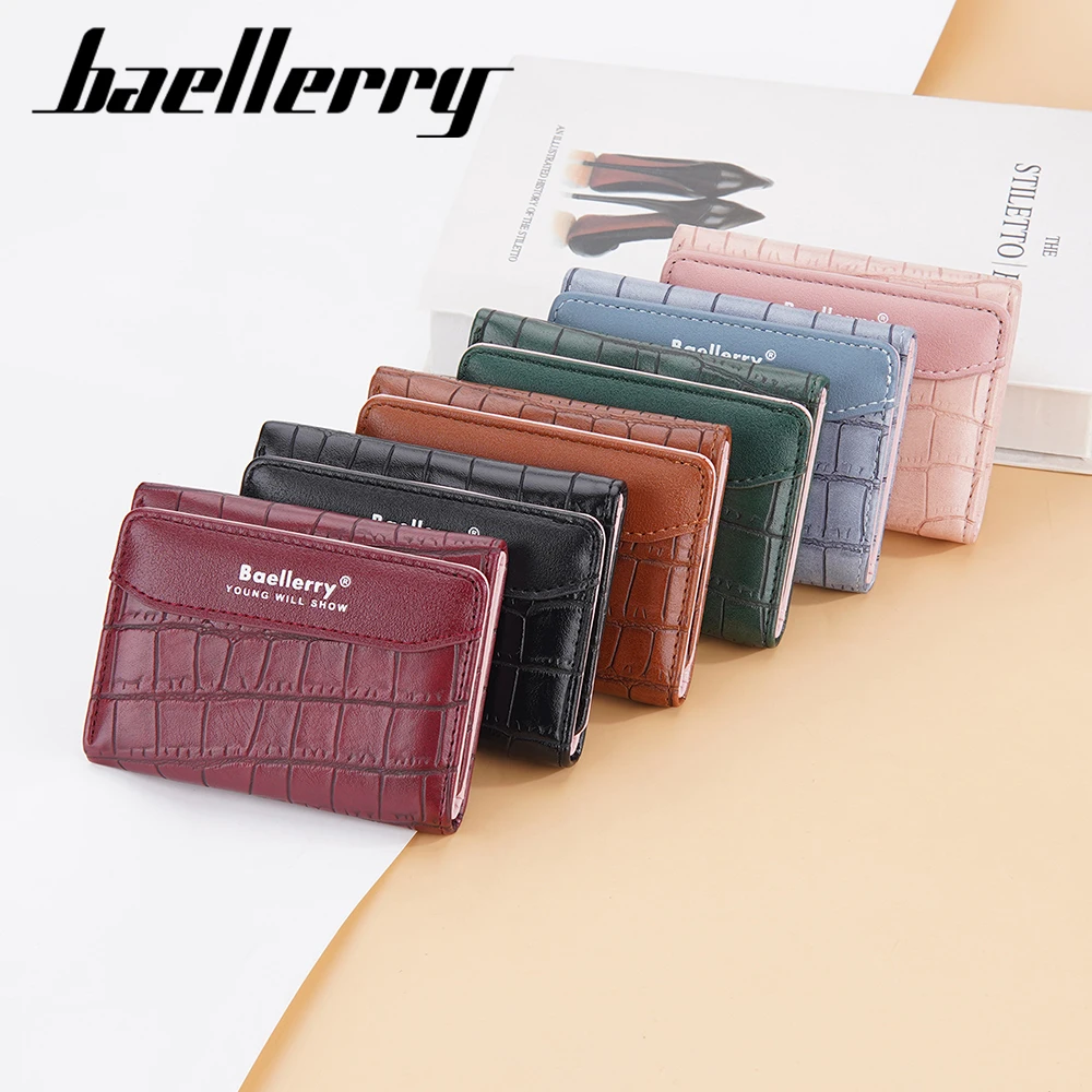 

Fashion Women's Wallet Crocodile Pattern Splicing PU Leather Short Trifold Multi Card Holder Purse For Women Cute Pink Wallet