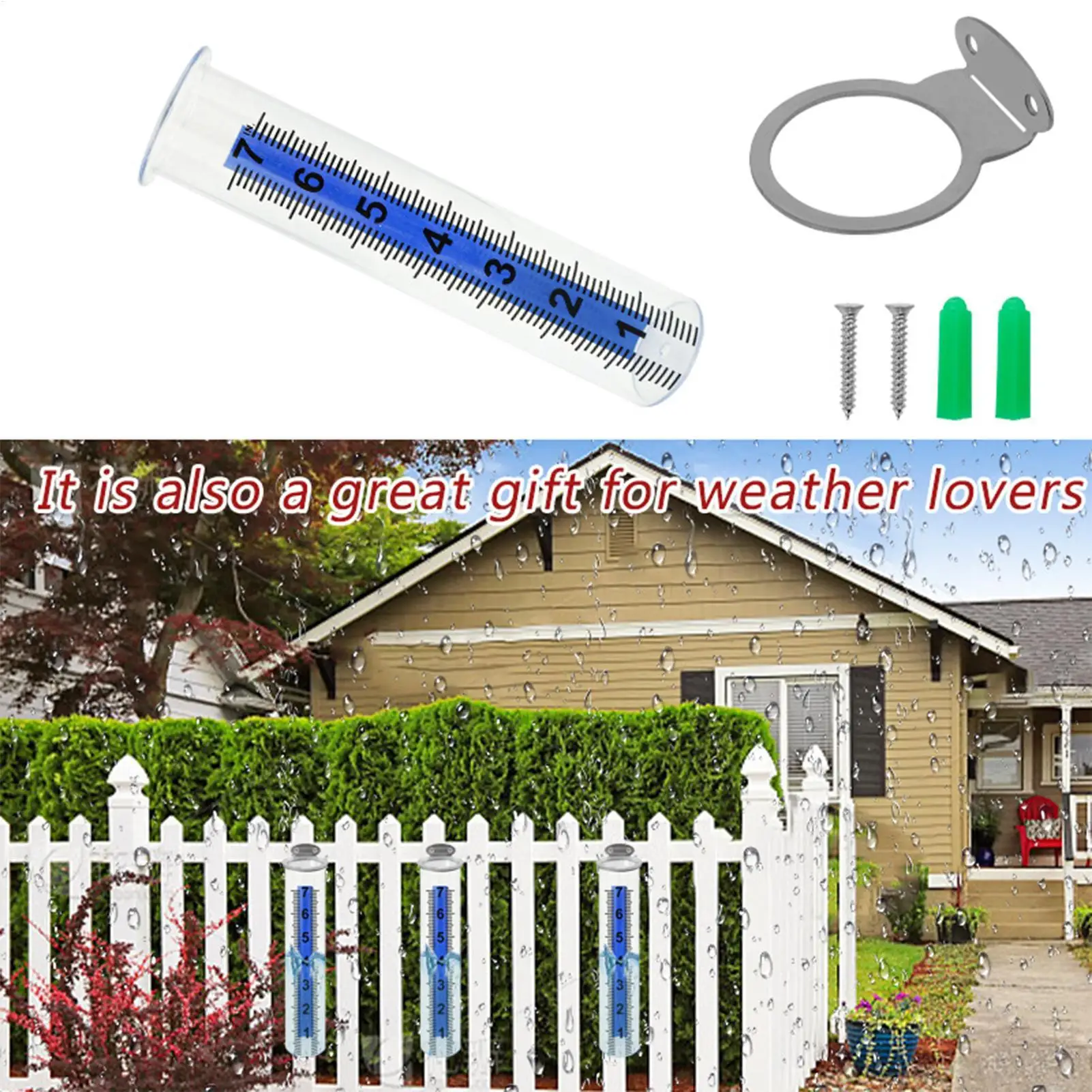

Garden Rain Gauge Accurate Rain Measure Tool Weatherproof Rainfall Gauge For Fence Yard Patio Lawn Farm Deck Outdoors