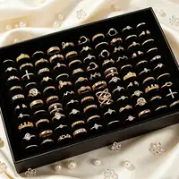 Ensemble de bagues élégantes en forme de cœur et de lune pour femmes, bijoux à la mode, style mixte, pour anniversaire, usage quotidien, vente en gros, 20/30/50 pièces/lot 4