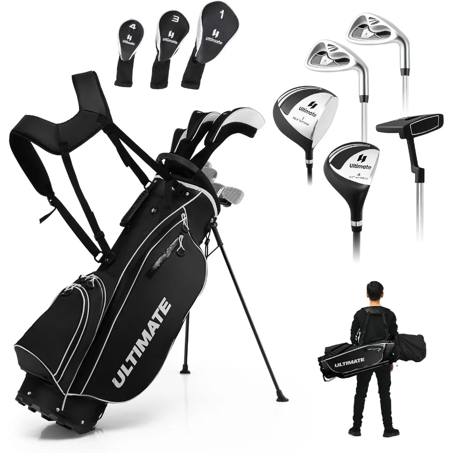

Men's Complete Golf Club Set Right-Handed 9/11-Piece Full Set for Beginner and Intermediate Players Featuring 460cc 1 Driver 3