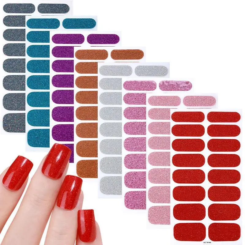 Glitter Self Adhesive Nail Polish Strips Long Lasting Shimmery Color For Home DIY Manicure Daily Wear Party Beauty Accessory