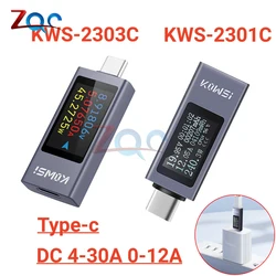 KWS-2303C Type-C Current and Voltage Monitor DC 4-30V 0-12A Power Meter Tester PD Battery Capacity Digital LCD Display Meter