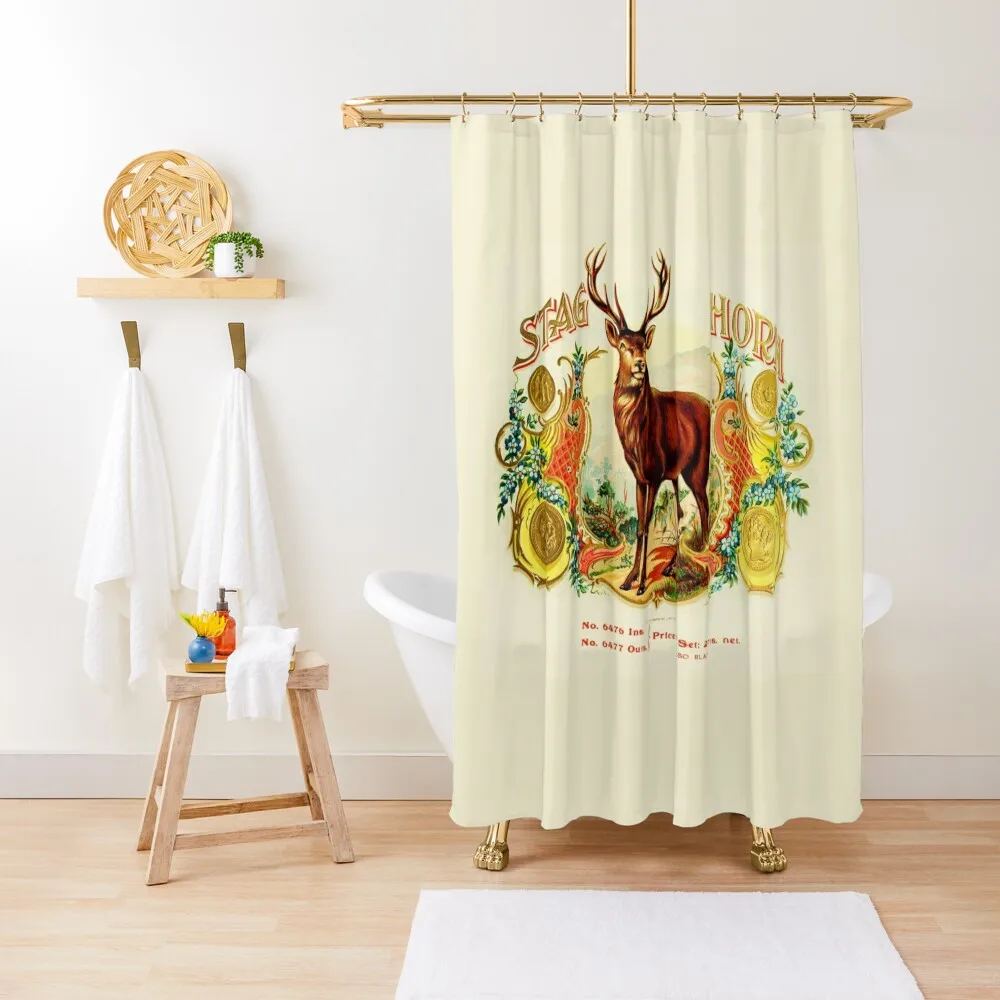 

Vintage Deer Cigar Package Shower Curtain Bathroom Shower Set Shower Set Washable Waterproof Fabric Cute Curtain