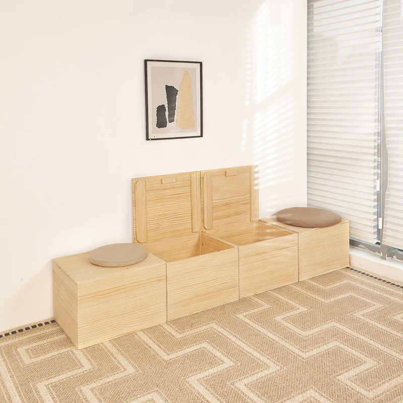 

Home Wooden Storage Box, Tatami Open-Top Storage Cabinet, Rectangular Bed Box, Multi-Function Bedside Storage for Bedroom